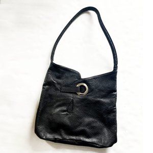 Leather Bag, Black, 14"x14.5"